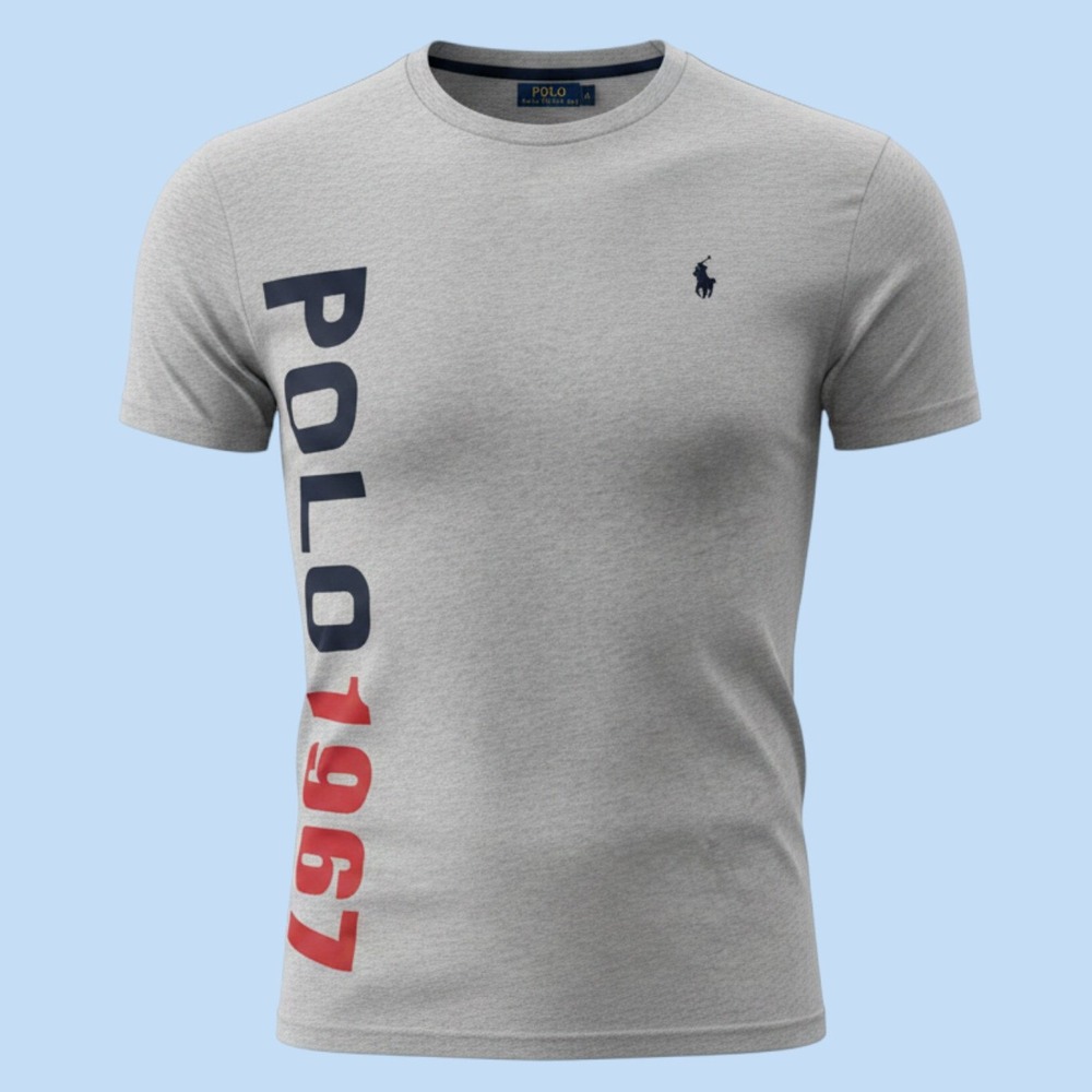 Polo Ralph Lauren T-Shirt Mens M Grey Polo 1967 Graphic Short Sleeve Tee